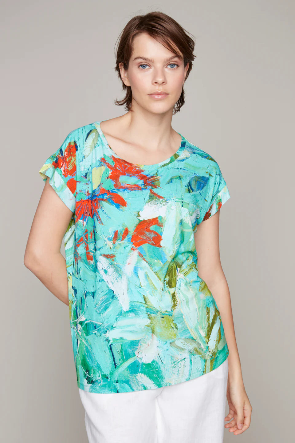 The Crocosmia are in Bloom Pop-Over Short Sleeve Top