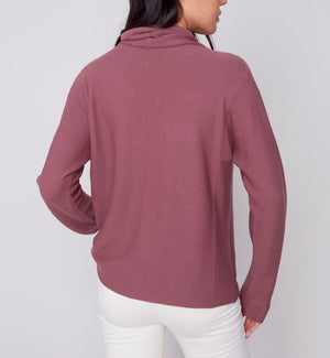 Drawstring Cowl Neck Sweater | Raspberry