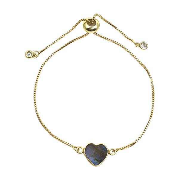 Pull On Bracelet: Heart Semi Precious Stones | Lab