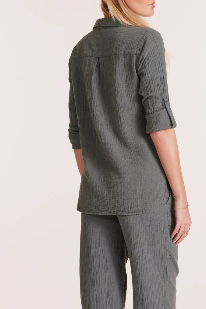 Tab Sleeve Button Front Shirt