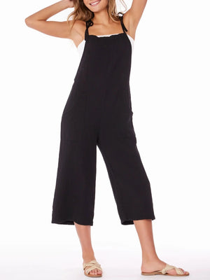 CROPPED WIDELEG OVERALLS | Black