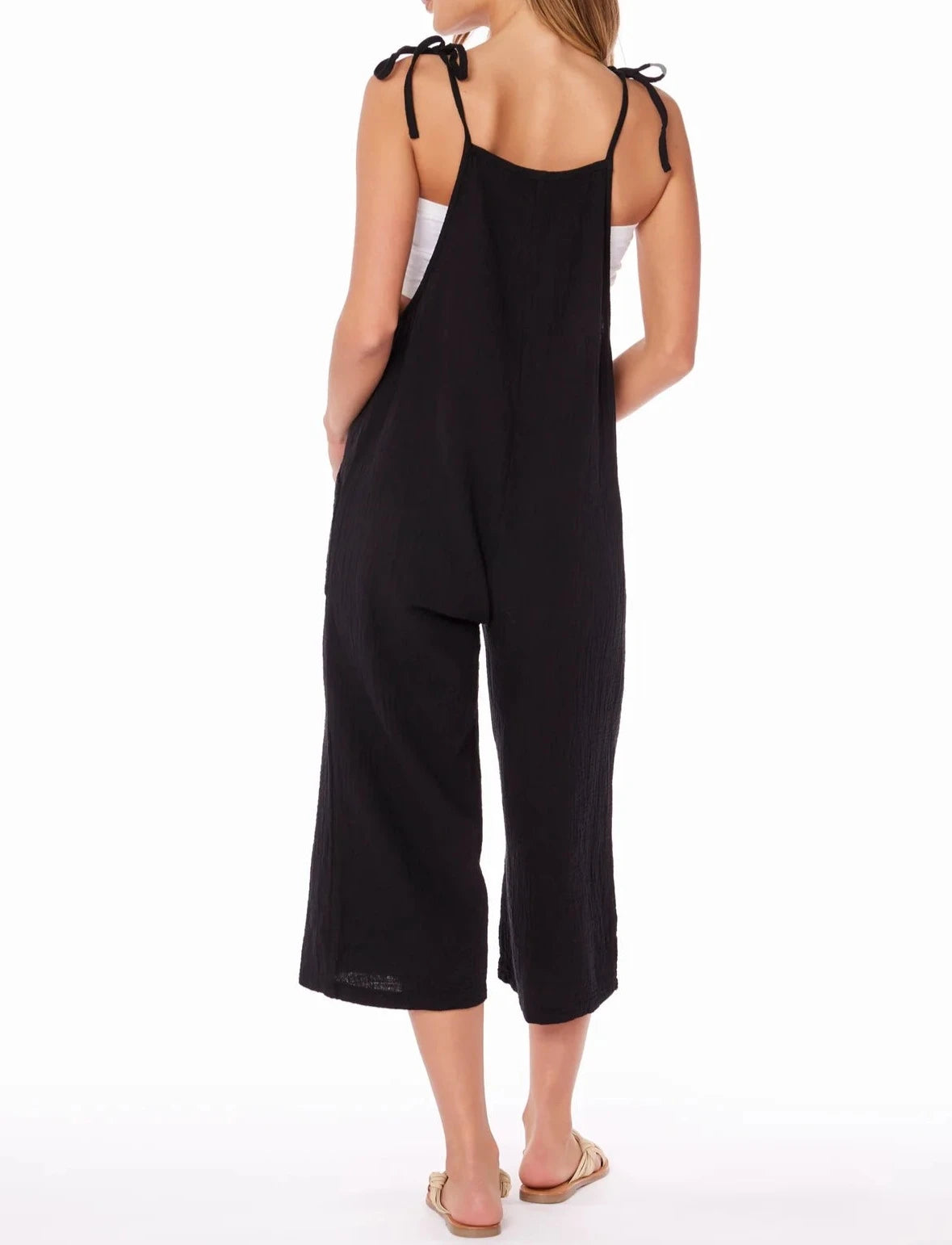 CROPPED WIDELEG OVERALLS | Black