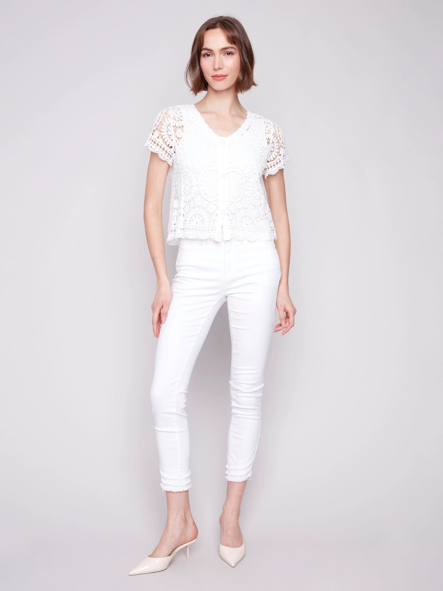 Short Sleeve Crochet Bolero Cardigan