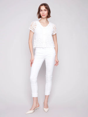 Short Sleeve Crochet Bolero Cardigan