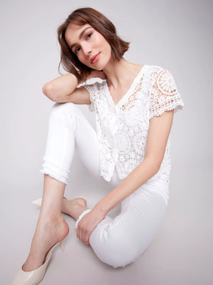 Short Sleeve Crochet Bolero Cardigan