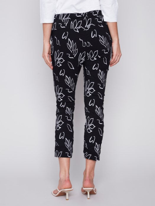 Printed Crinkle Jogger Pants | Leaves