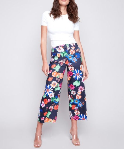 Printed Wide Leg Pant | Gardenia