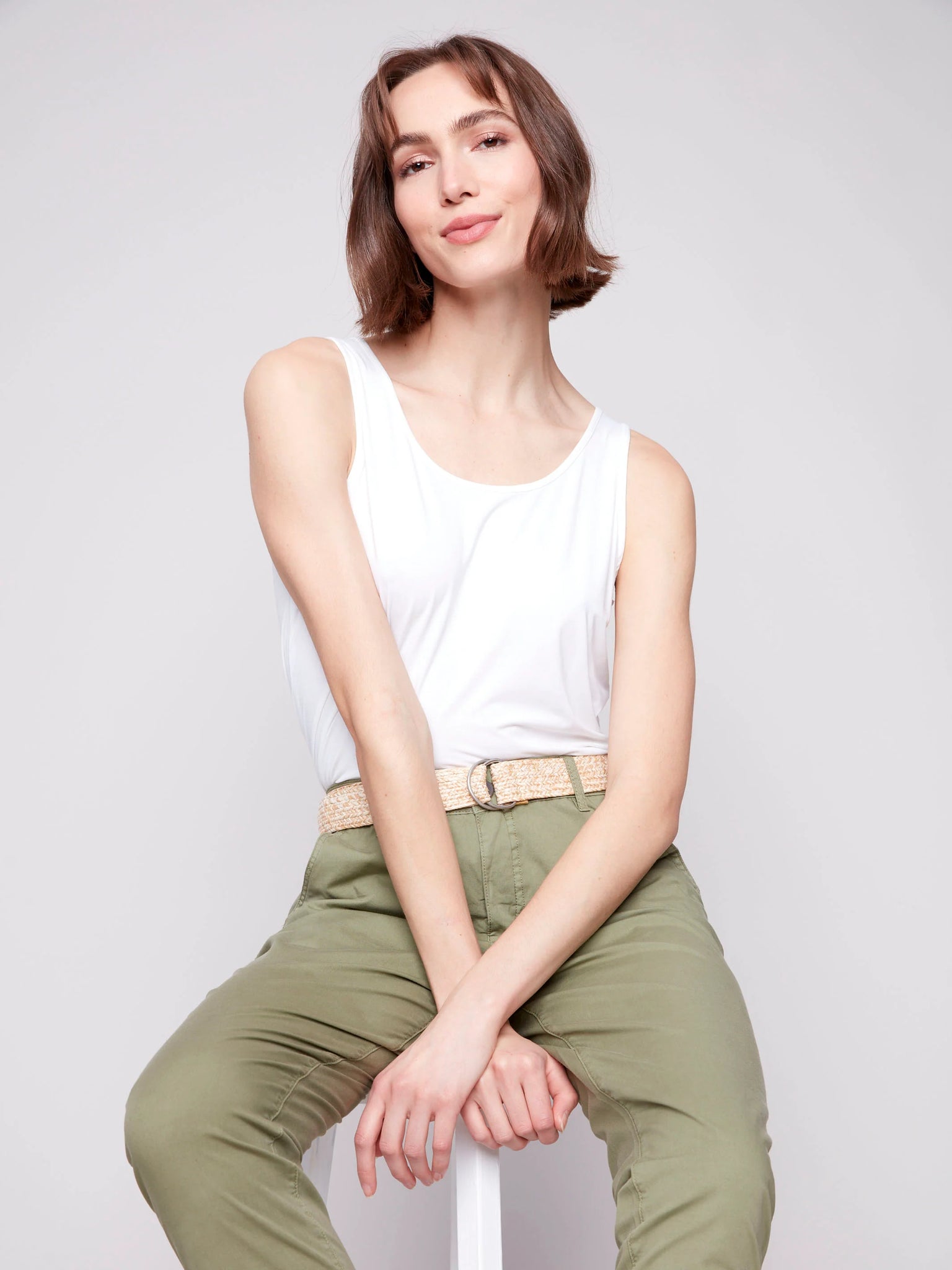 Slim Fit Pants with Belt