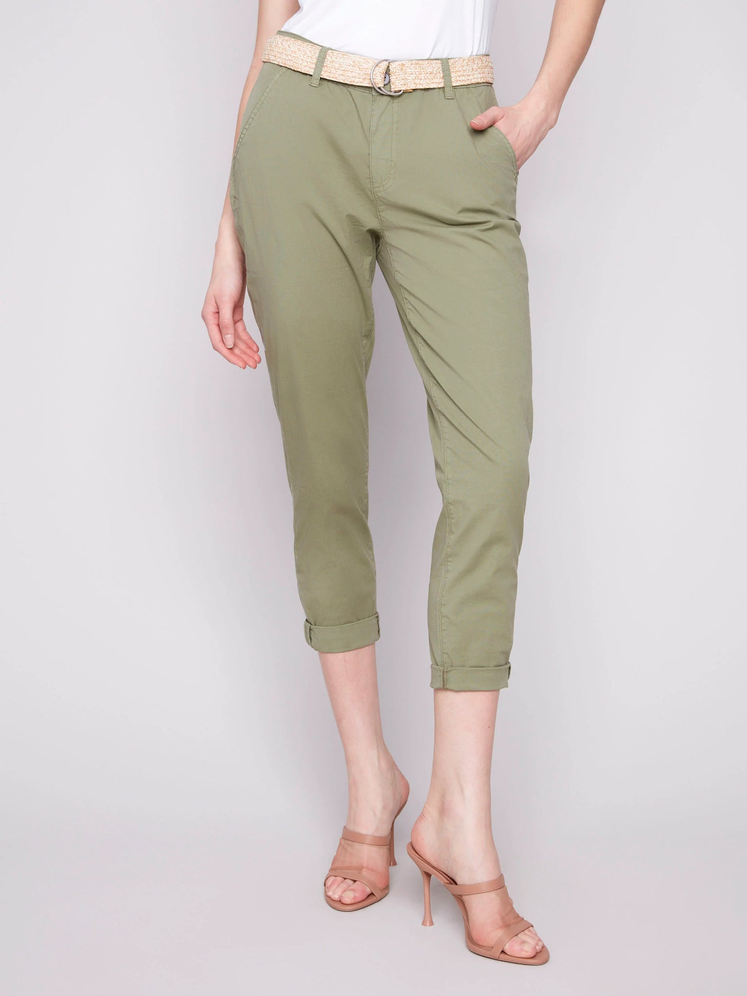 Slim Fit Pants with Belt
