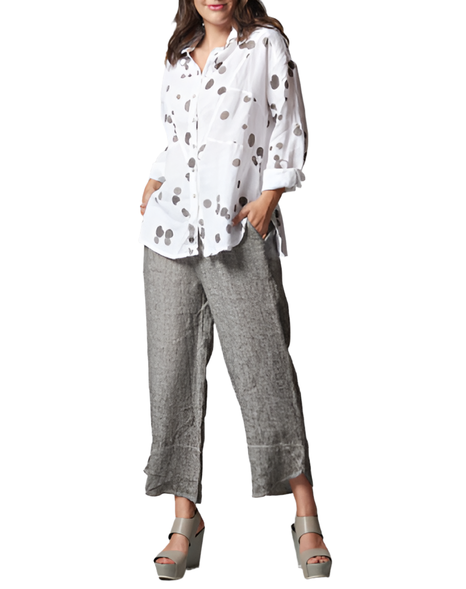 Inizio Italian Linen Pull On Tulip Hem Pant