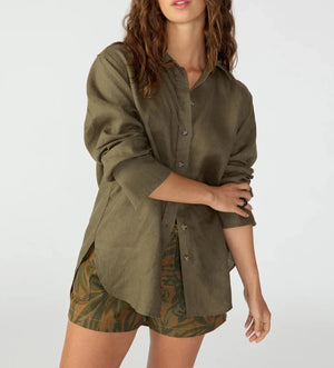 Relaxed Linen Shirt | Mossy Green