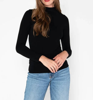 Bamboo Mock Neck Top | Black