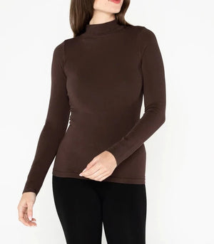 Bamboo Mock Neck Top | Brown