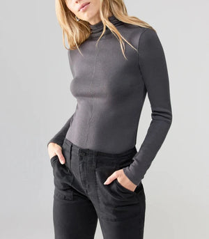 Soft Mock Neck Rib Knit Top | Mineral