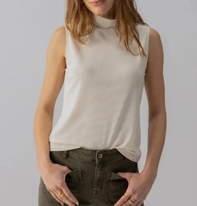 Shirred Neck Mesh Tank | Birch