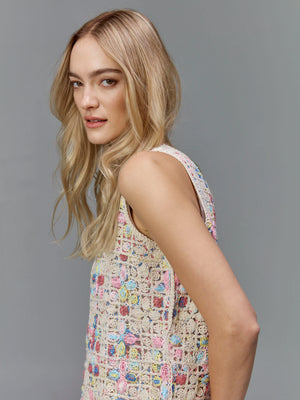 Sleeveless Crochet Crew Neck Top