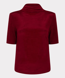 Elbow Sleeve Ruched Mock Neck top