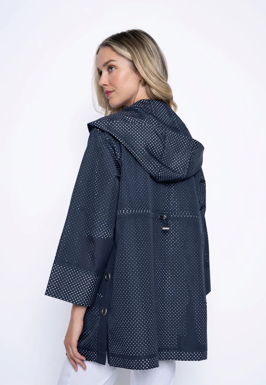 Hooded Perforated Long Jacket