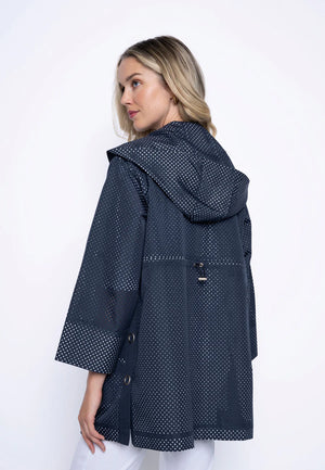 Hooded Perforated Long Jacket