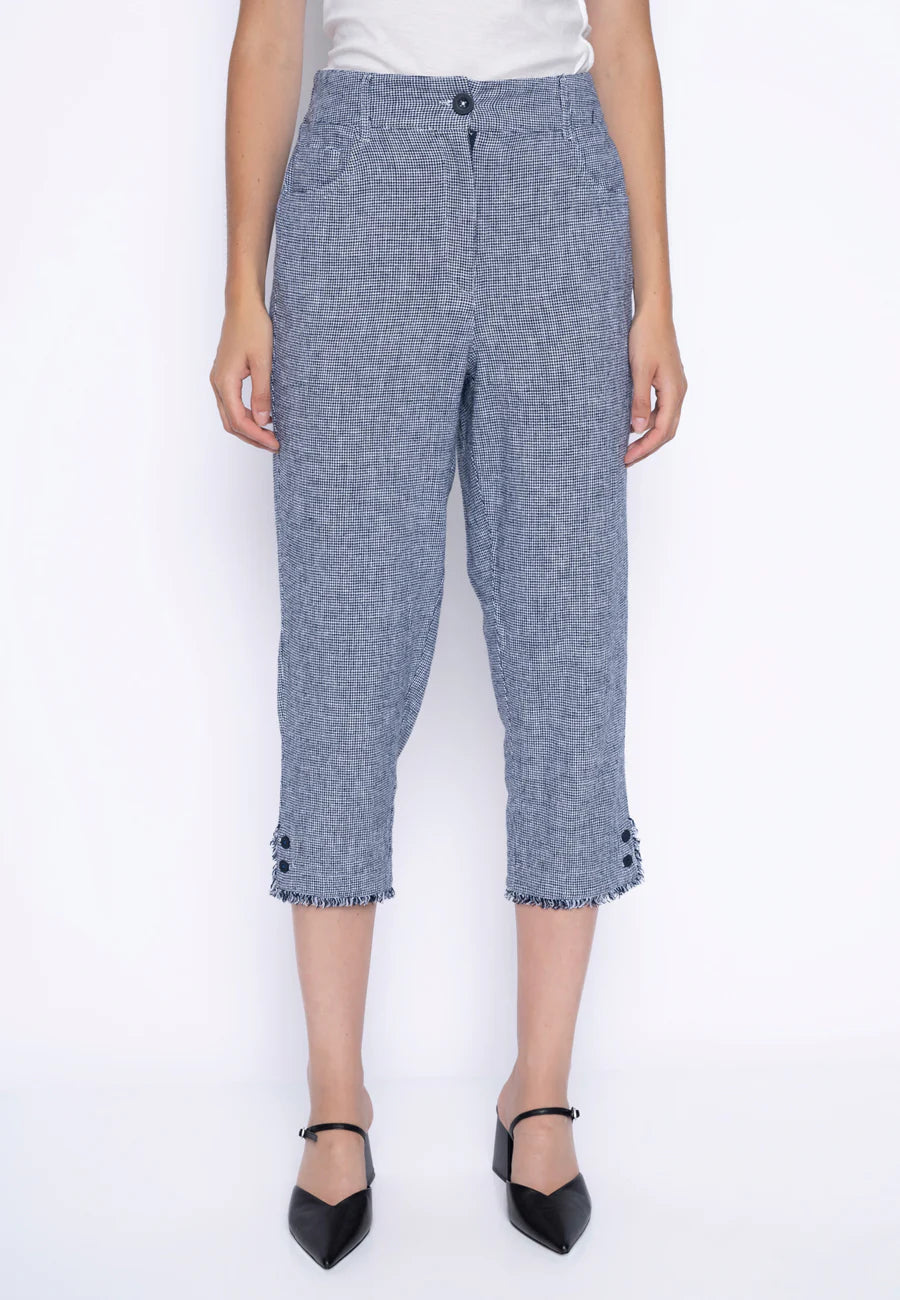 Frayed Edge Button Detail Capri