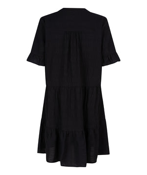Seersucker Tiered Dress | Black