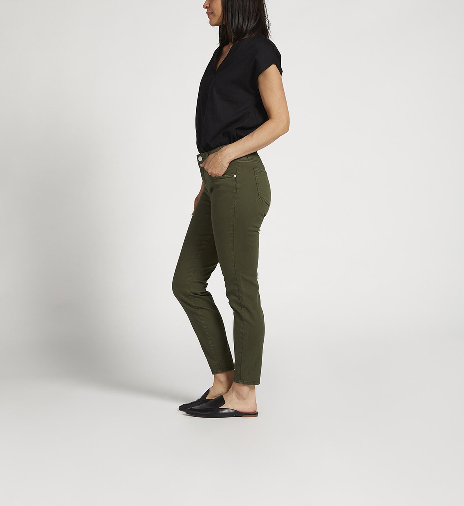 Cecilia Mid Rise Skinny Jeans | Olive