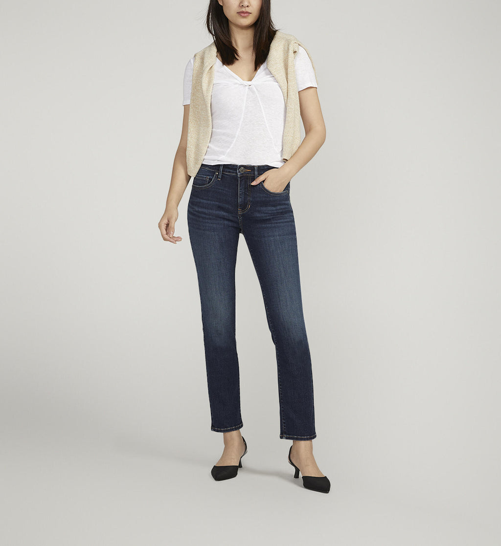 Cassie Mid Rise Slim Straight Leg Jeans