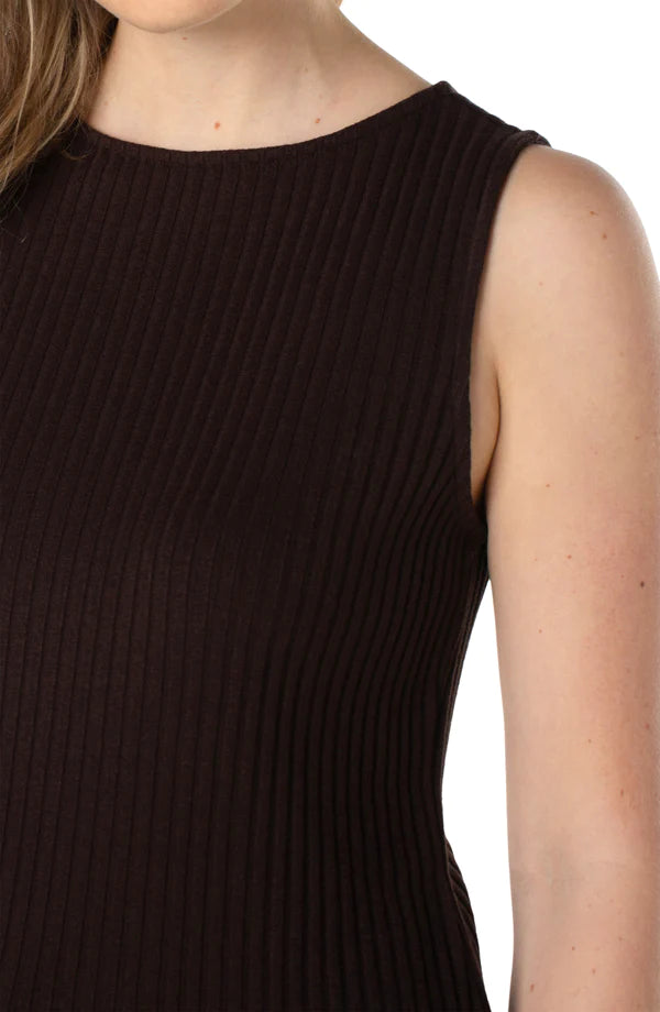 Sleeveless Boat Neck Rib Knit Top |Java