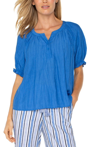 Short Sleeve Half Placket Blouse