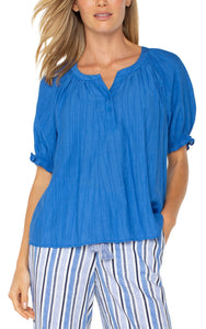 Short Sleeve Half Placket Blouse