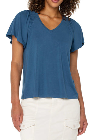 Flutter Short Sleeve V-Neck