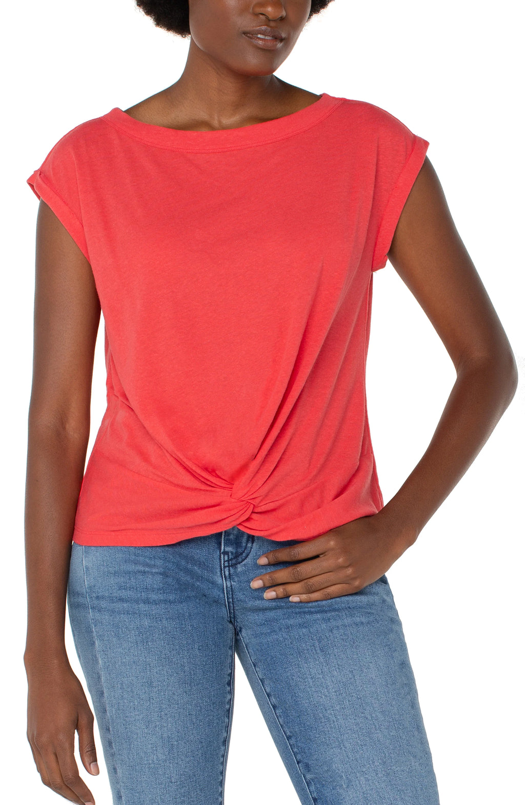 Short Sleeve Boat Neck Knit Top