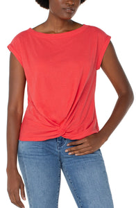 Short Sleeve Boat Neck Knit Top