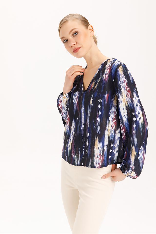 Vidal Long Sleeve V-Neck Blouse