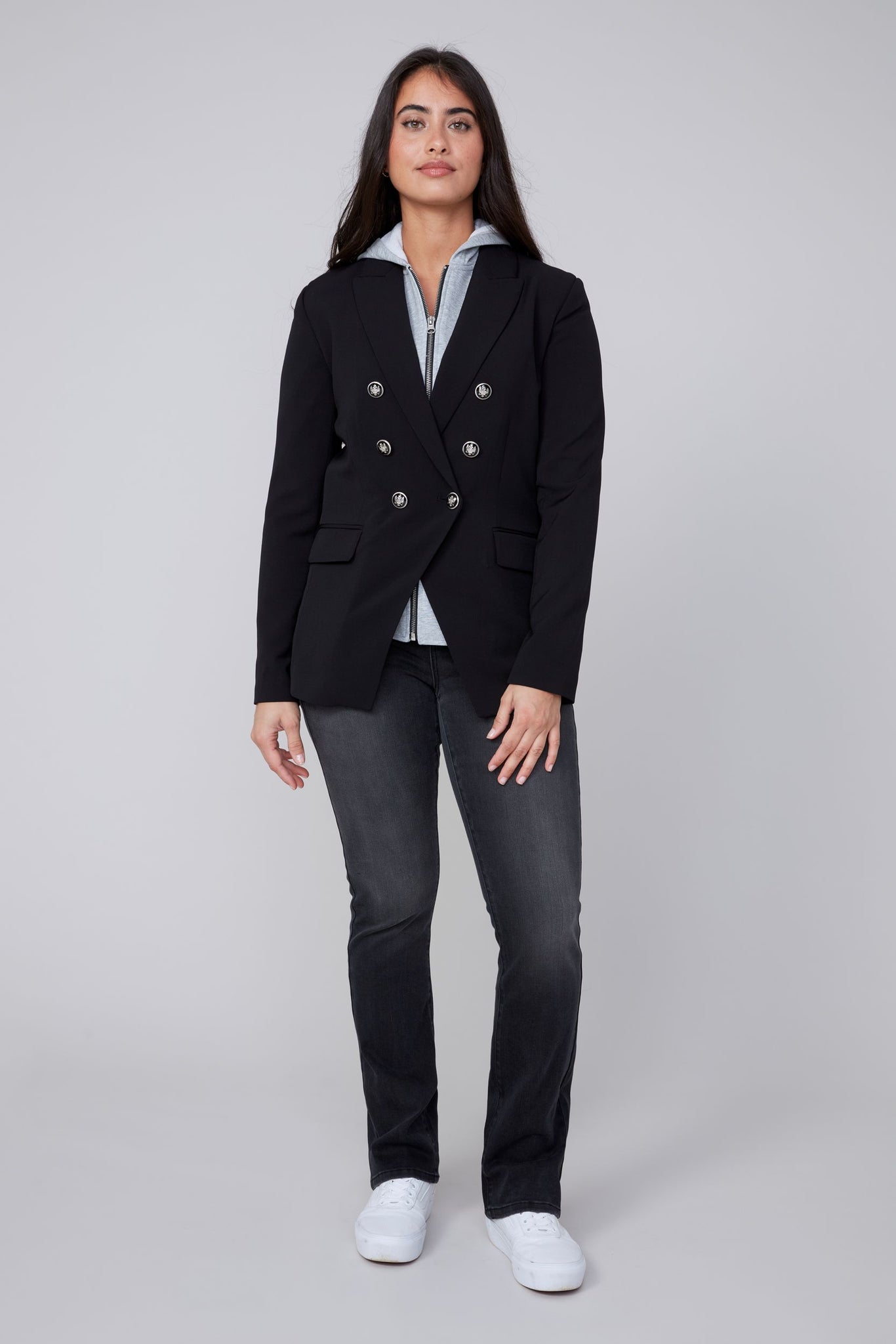 Long Sleeve Zip Out Hooded Blazer