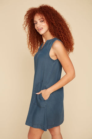 Split Neck Tencel Dress