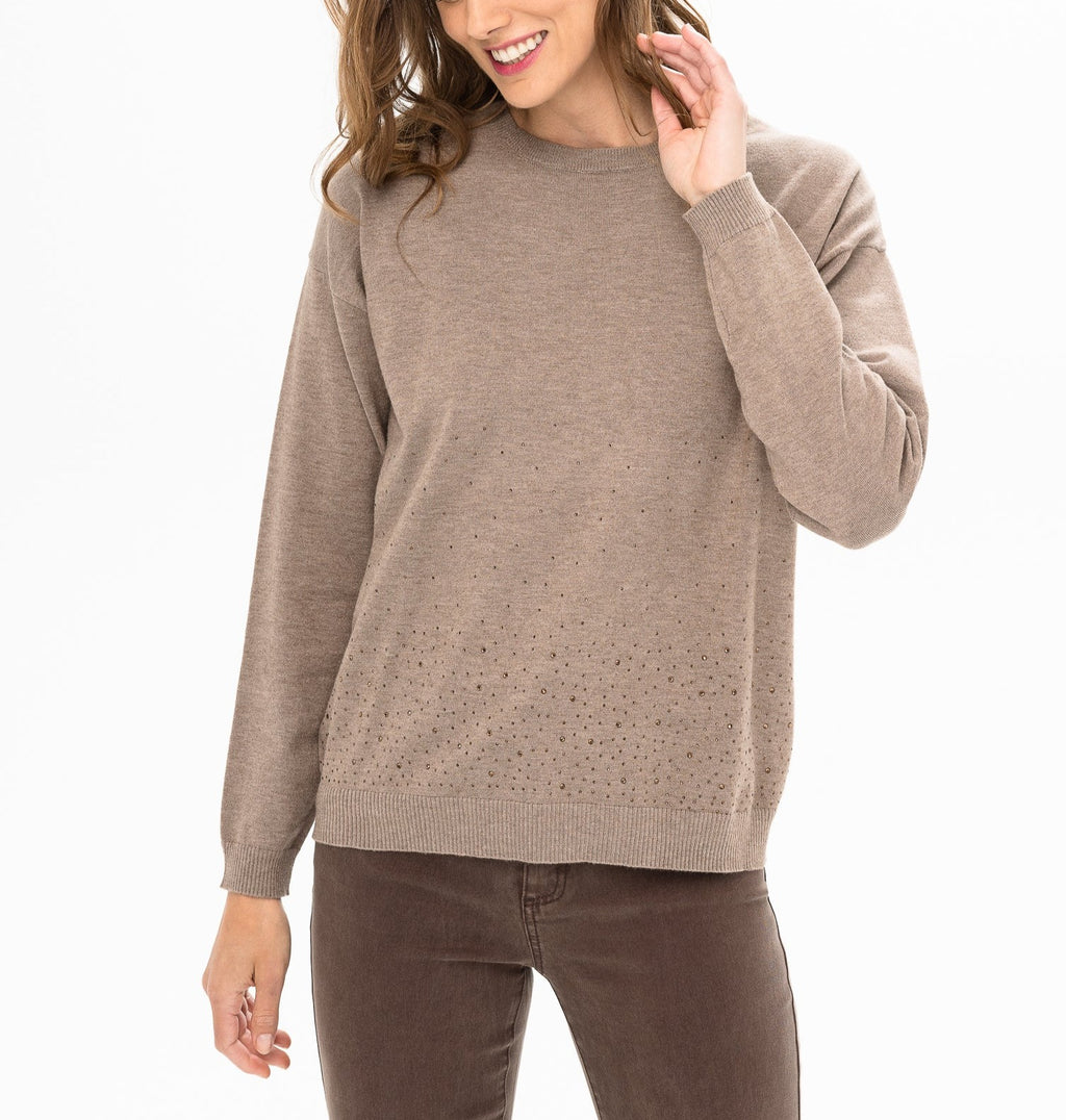 Sparkle Crew Neck Sweater | Brown Sugar