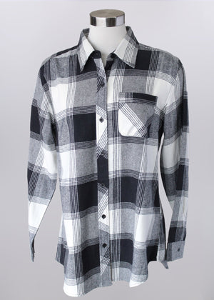 Plaid Button Down Shirt | Black-White