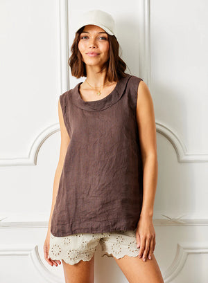 Seattle Linen Cowl Neck Tank