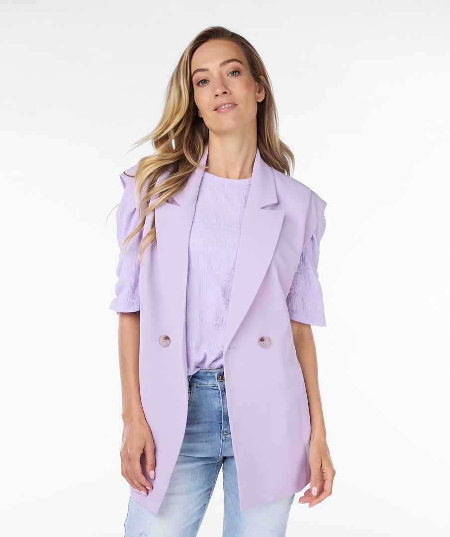 City Twill Gilet Vest With Tie | Lilac