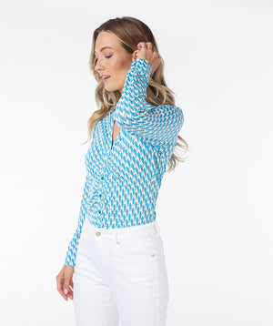 Long Sleeve Collar Ruched Button Up