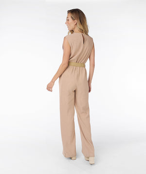 Sleeveless Wrap Textured Jumpsuit