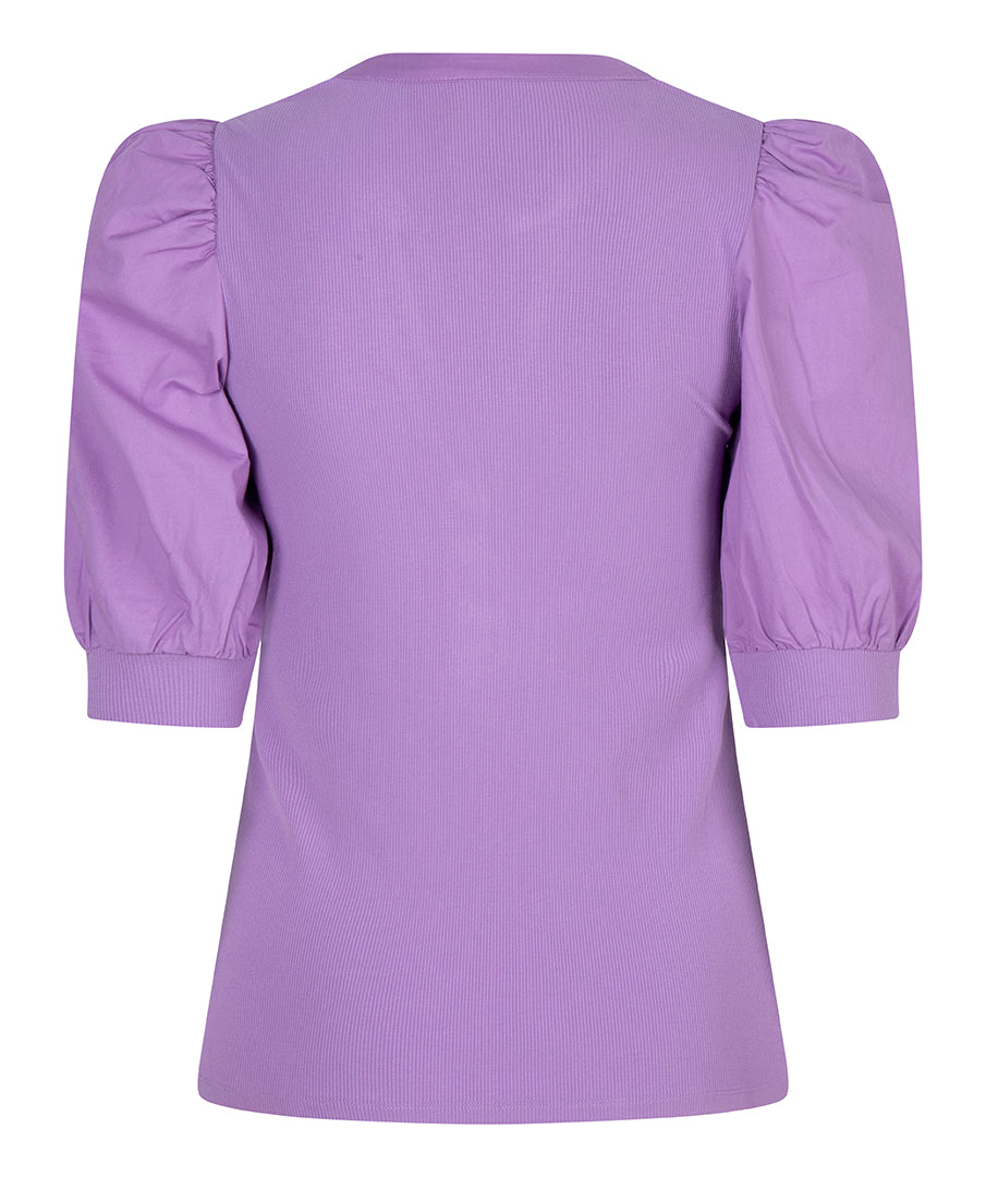 Puff Elbow Sleeve Henley Top | Lilac