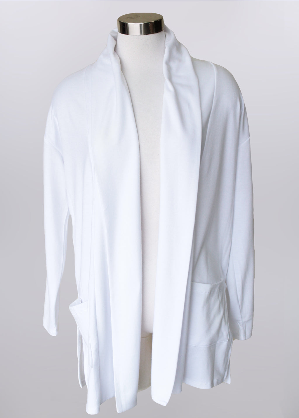 Long Sleeve Drop Shoulder Cardigan | White