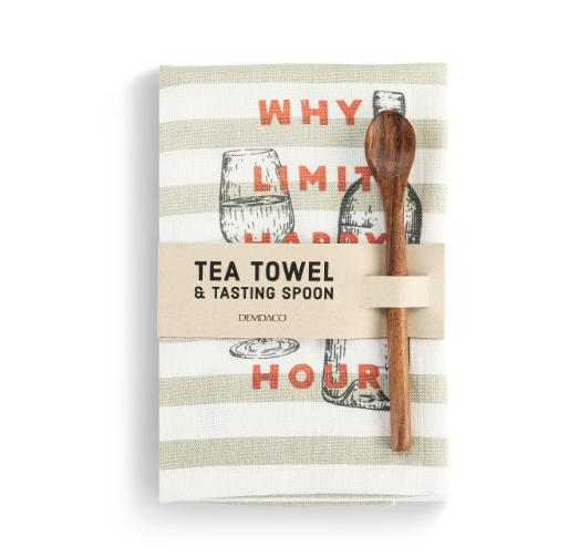 Cotton Tea Towel and Tasting Spoon | Happy Hour