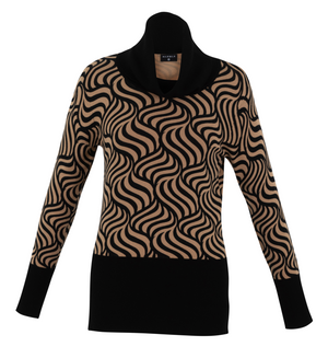 Retro Design Cowl Sweater | Black Tobacco