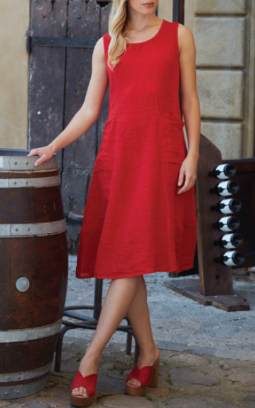 Sleeveless Midi Pocket Dress | Scarlet 