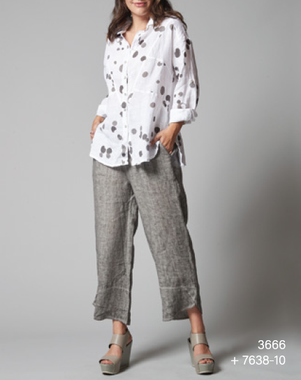 Inizio Italian Linen Pull On Tulip Hem Pant