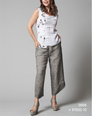 Inizio Italian Linen Pull On Tulip Hem Pant