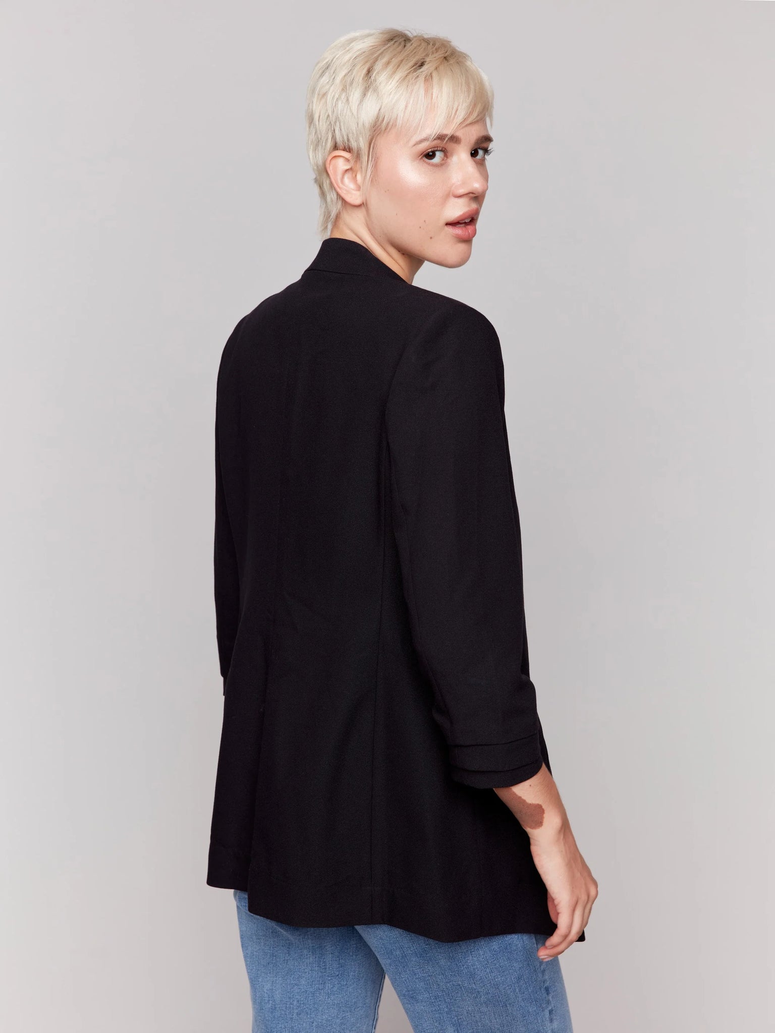 Crepe Open Front Blazer